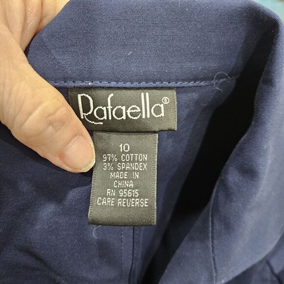 Rafaella Vintage Nautical Blue Stretch Cropped Jacket Shoulder Pads Size 10 - Picture 3 of 12